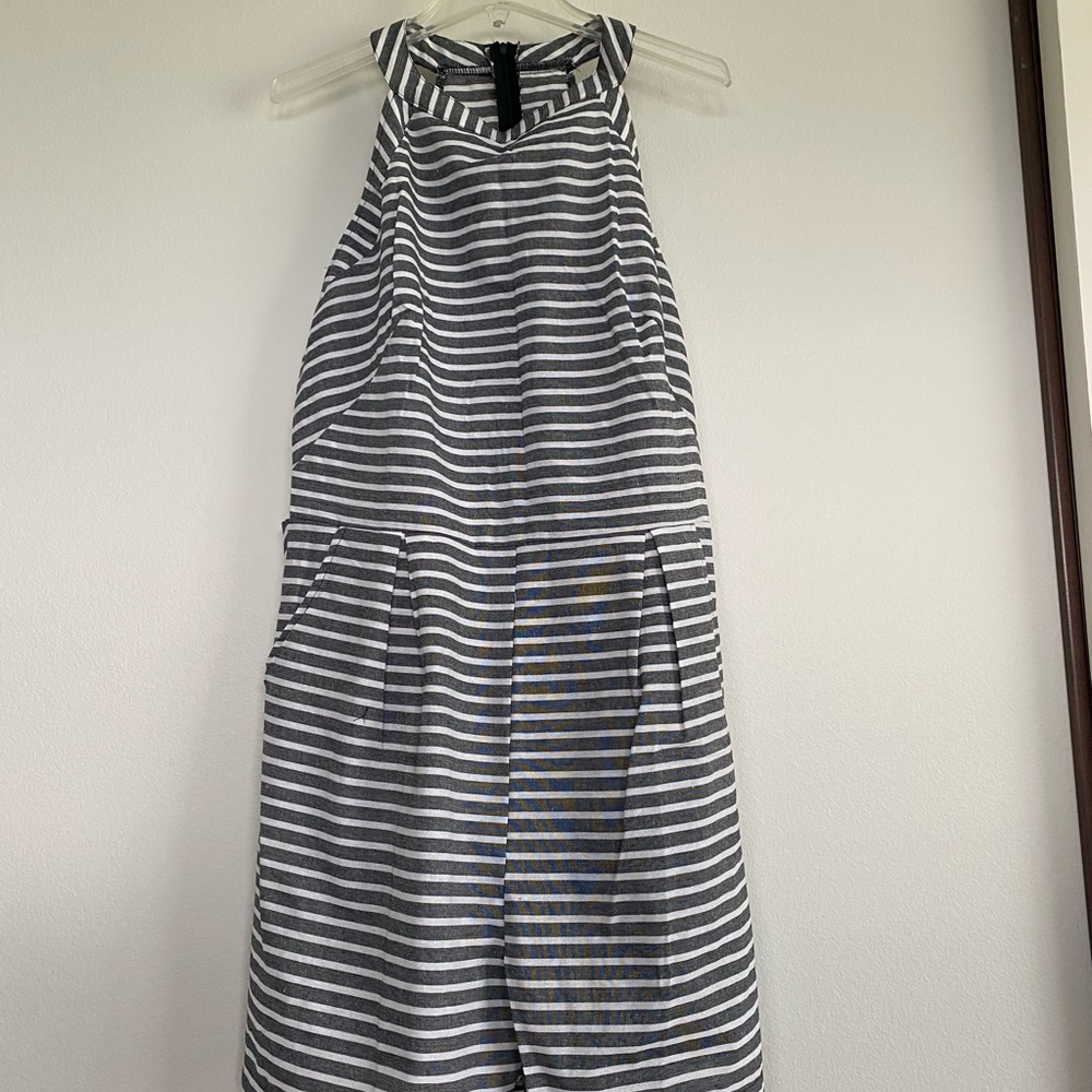 Dark Gray & White Striped Romper